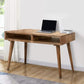 48 Inch Minimalist Mango Wood Desk 2 Compartments Splayed Legs Weathered Oak Brown By The Urban Port UPT-250804
