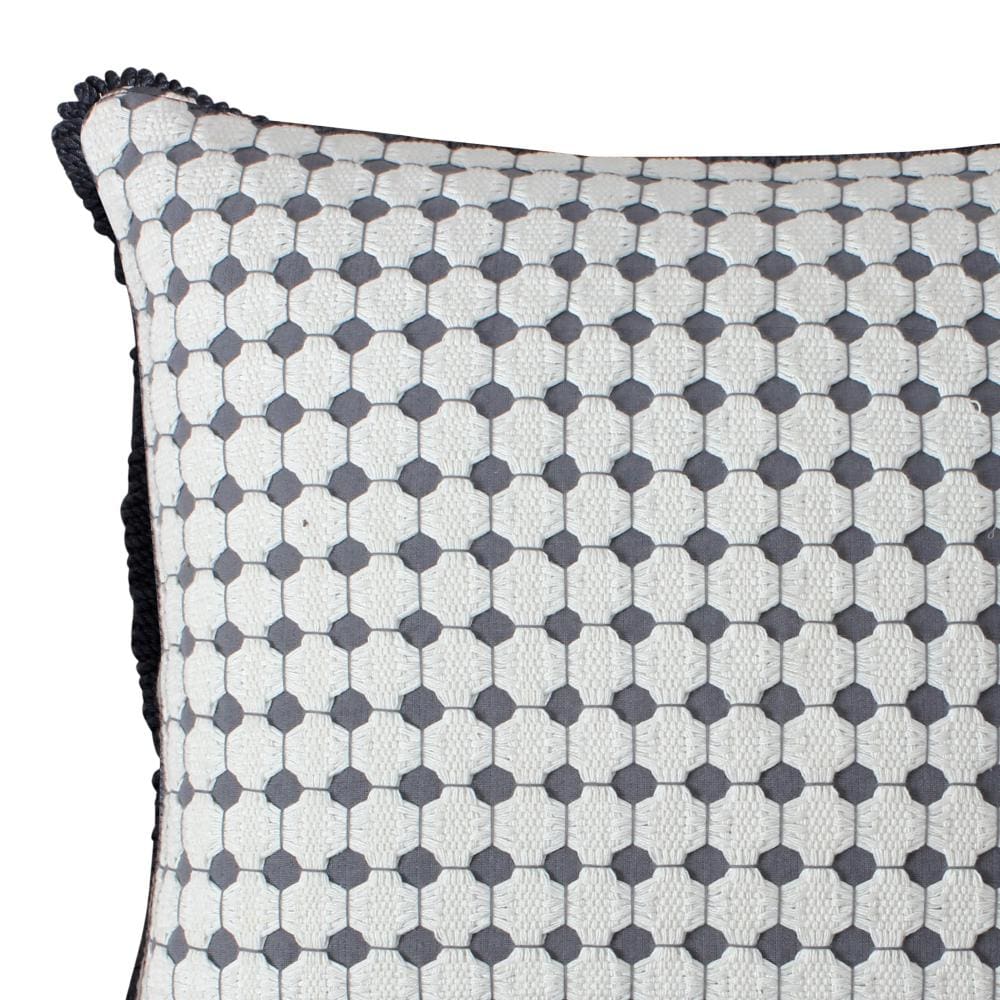 18 x 18 Handcrafted Square Cotton Accent Throw Pillow Woven Dotted Tile Design White Gray By The Urban Port UPT-261540
