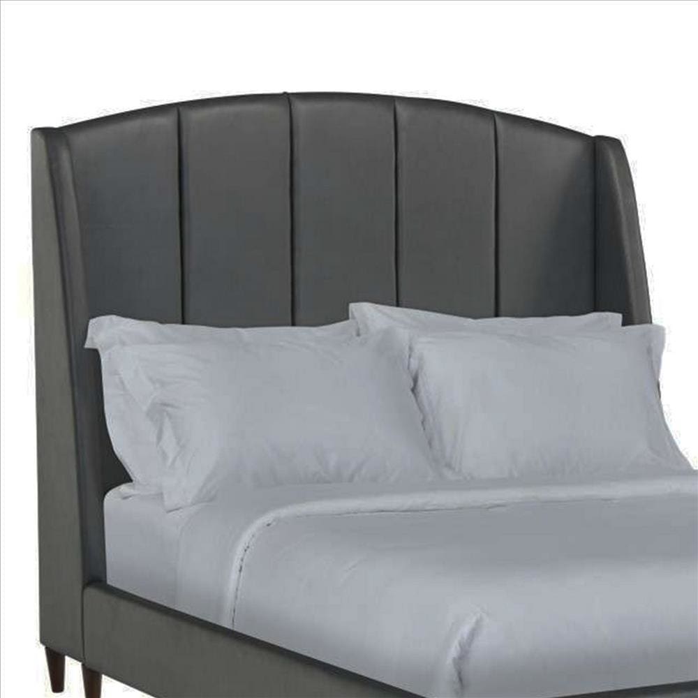 Queen Bed with Fabric Upholstery and Tufted Arched Headboard Charcoal Gray By The Urban Port UPT-262087