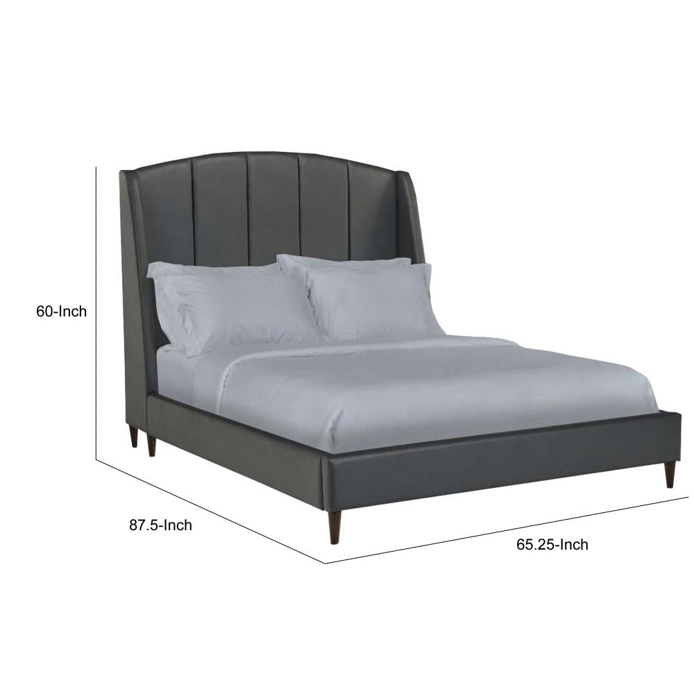 Upholstered Platform Queen Bed Arched Wingback Headboard Charcoal Gray By The Urban Port UPT-262087