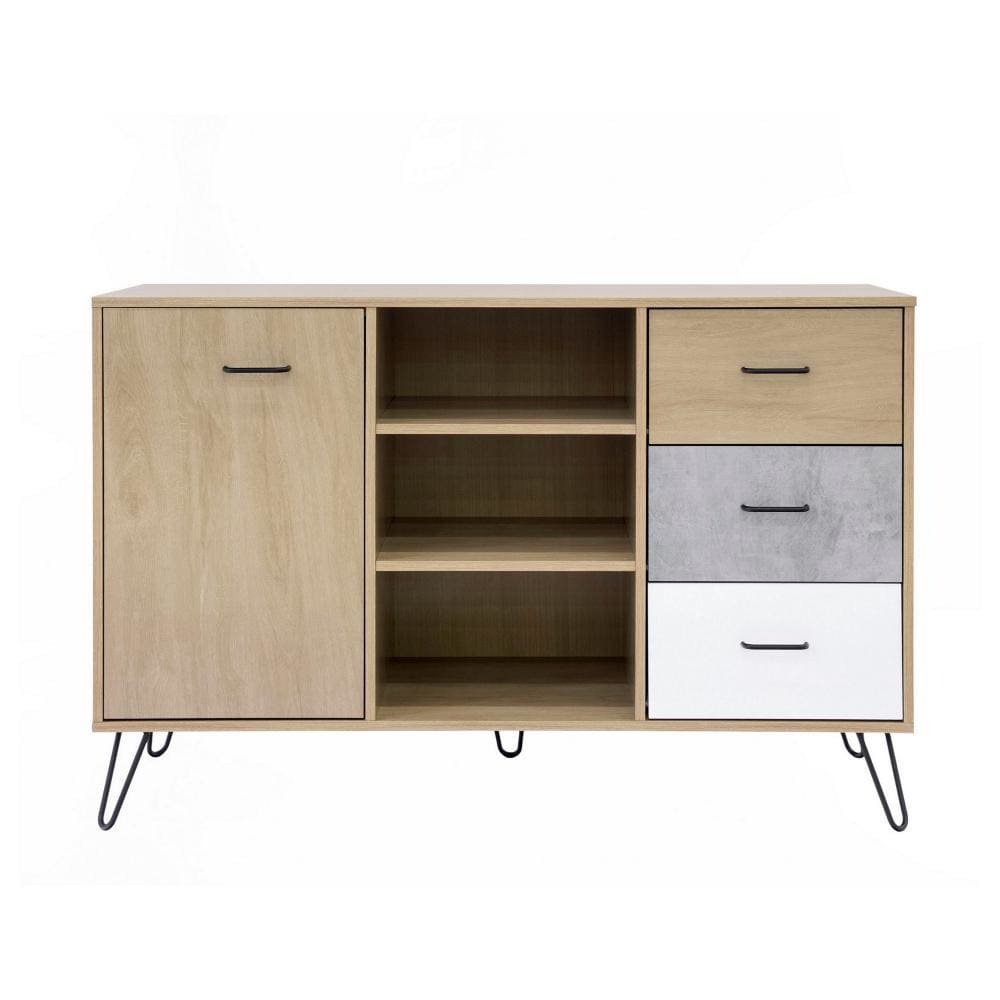 Buffet Cabinet with Wooden Frame and 3 Drawers Oak Brown By The Urban Port UPT-262095