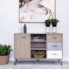 49 Inch Sideboard Buffet Console Cabinet with 3 Drawers, Oak Brown By The Urban Port