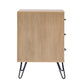 Side Table with 3 Drawers and Metal Hairpin Legs Oak Brown By The Urban Port UPT-262098