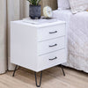 Harper 24 Inch Handcrafted Modern Wood Nightstand, 3 Drawers, Metal Hairpin Legs, White By The Urban Port