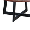 31 Inch Round Mango Wood Farmhouse Coffee Table X Shape Iron Frame Brown Black By The Urban Port UPT-262388