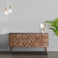Ero 55 Inch Sideboard Buffet Cabinet, 2 Honeycomb Inlaid Doors, Mango Wood, Natural Brown By The Urban Port