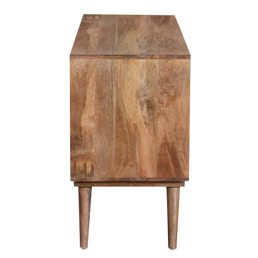 Ero 55 Inch Sideboard Buffet Cabinet 2 Honeycomb Inlaid Doors Mango Wood Natural Brown By The Urban Port UPT-262391