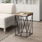 24 Inch Industrial End Side Table, Mango Wood Square Tray Top, V Shape Iron Accent, Brown, Black By The Urban Port
