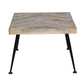 36 Inch Rectangular Mango Wood Coffee Table Herringbone Design Iron Legs Brown Black By The Urban Port UPT-262396