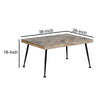 36 Inch Rectangular Mango Wood Coffee Table Herringbone Design Iron Legs Brown Black By The Urban Port UPT-262396