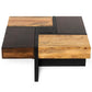 Mango Wood Square Coffee Table with Metal Base Brown and Black By The Urban Port UPT-262403