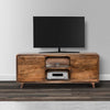Farmhouse TV Media Cabinet with 2 Doors and Wooden Frame, Weathered Brown By The Urban Port