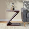 24 Inch Rectangular Mango Wood Side Table, Z Shaped Frame, Dark Brown By The Urban Port