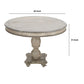 42 Inch Handcrafted Mango Wood Dining Table with Pedestal Base Round Molded Top Washed White By The Urban Port UPT-262414