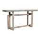 59 Inch Artisan Crafted Farmhouse Console Table with Geometric Interlocked Base Rustic Light Brown By The Urban Port UPT-262415