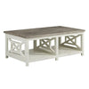 Wooden Rectangle Coffee Table with  X Shape Side Panels, White and Brown By The Urban Port