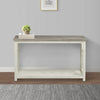 Solid Wood Sofa Console Table with  X Shape Side Panels, White and Brown By The Urban Port