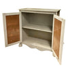 Storage Console with 2 Doors and Scrolled Mirror Trim Antique White and Silver By The Urban Port UPT-262893