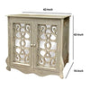 Storage Console with 2 Doors and Scrolled Mirror Trim Antique White and Silver By The Urban Port UPT-262893