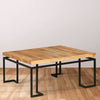 Square Coffee Table with Wooden Top and Geometric Frame Brown and Black By The Urban Port UPT-263264