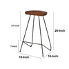 Counter Height Barstool with Wooden Seat and Tubular Metal Frame Dark Brown and Black By The Urban Port UPT-263266