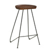 Counter Height Barstool with Wooden Seat and Tubular Metal Frame Dark Brown and Black By The Urban Port UPT-263266