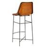 Bar Height Chair with Genuine Leather Upholstery Tubular Frame Tan Brown Black By The Urban Port UPT-263267
