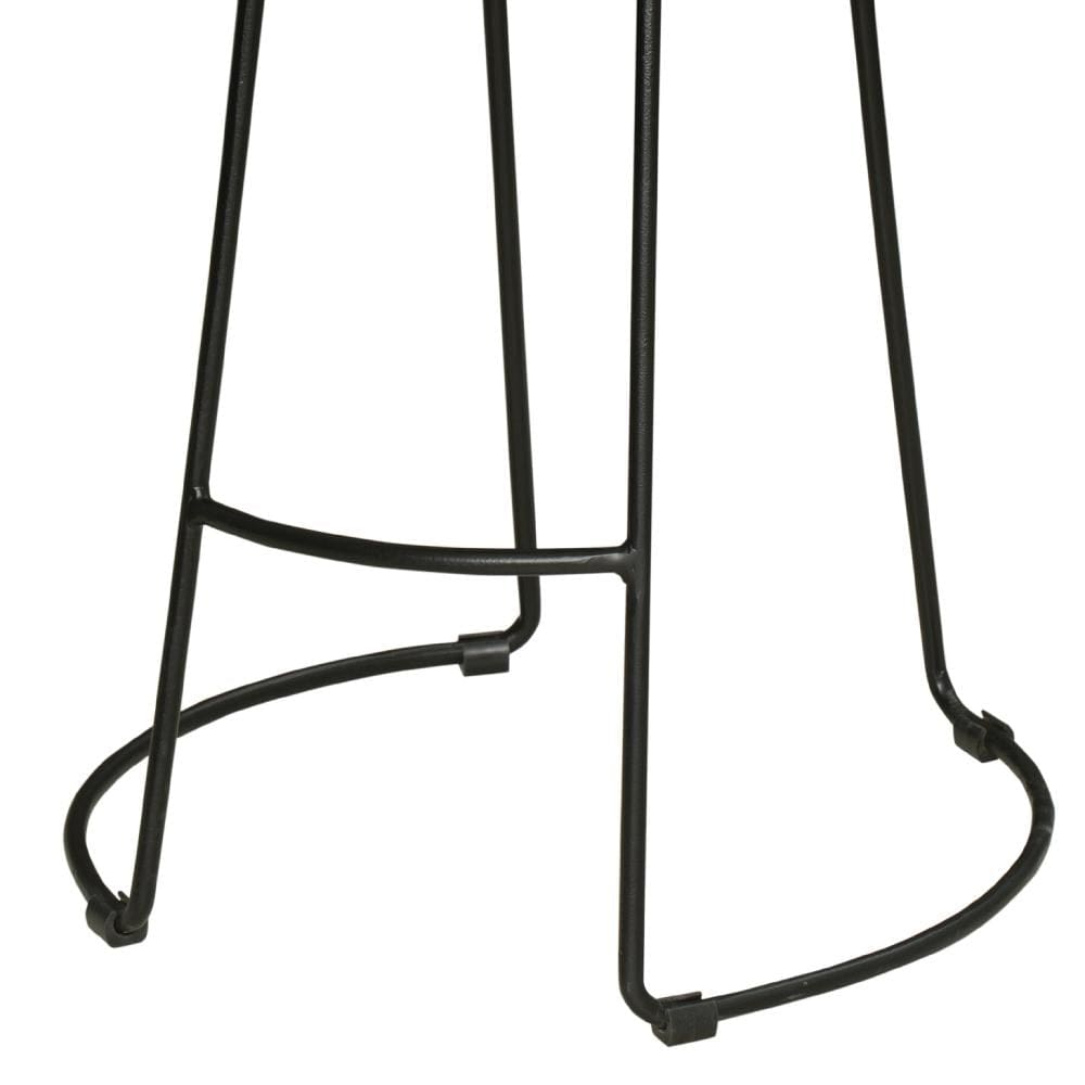 Industrial Barstool with Curved Genuine Leather Seat and Tubular Frame Tan Brown and Black By The Urban Port UPT-263270
