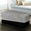 45 Inch Rectangular Mango Wood Coffee Table Iron Base Washed White and Black By The Urban Port UPT-263774