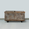 35 Inch Mango Wood Trunk Coffee Table Rectangular Metal Sled Base Gray and Brown By The Urban Port UPT-263775
