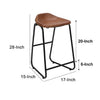 26 Inch Counter Height Bar Stool Genuine Leather Bucket Seat Metal Brown Black By The Urban Port UPT-263786