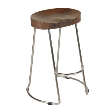 Ela Mango Wood Counter Height Stool Saddle Seat Iron Set of 2 Walnut Brown Silver By The Urban Port UPT-263790-2