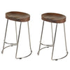 Ela Mango Wood Counter Height Stool Saddle Seat Iron Set of 2 Walnut Brown Silver By The Urban Port UPT-263790-2