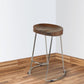 Farmhouse Counter Height Barstool with Wooden Saddle Seat and Tubular Frame Large Brown and Silver By The Urban Port UPT-263791