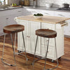 Farmhouse Counter Height Barstool with Wooden Saddle Seat and Tubular Frame, Large, Brown and Silver By The Urban Port