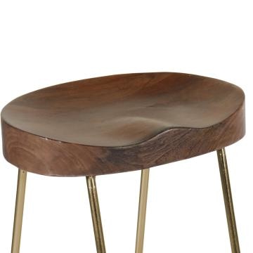 Ela Mango Wood Counter Height Stool Saddle Seat Iron Set of 2 Walnut Brown Gold By The Urban Port UPT-263792-2