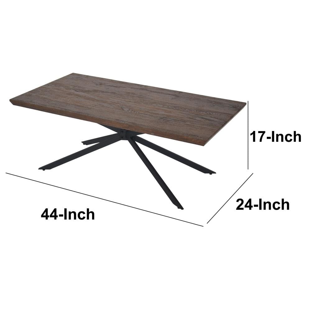 Rectangular Wooden Coffee Table with Boomerang Legs Natural Brown Sonoma and Black By The Urban Port UPT-266256