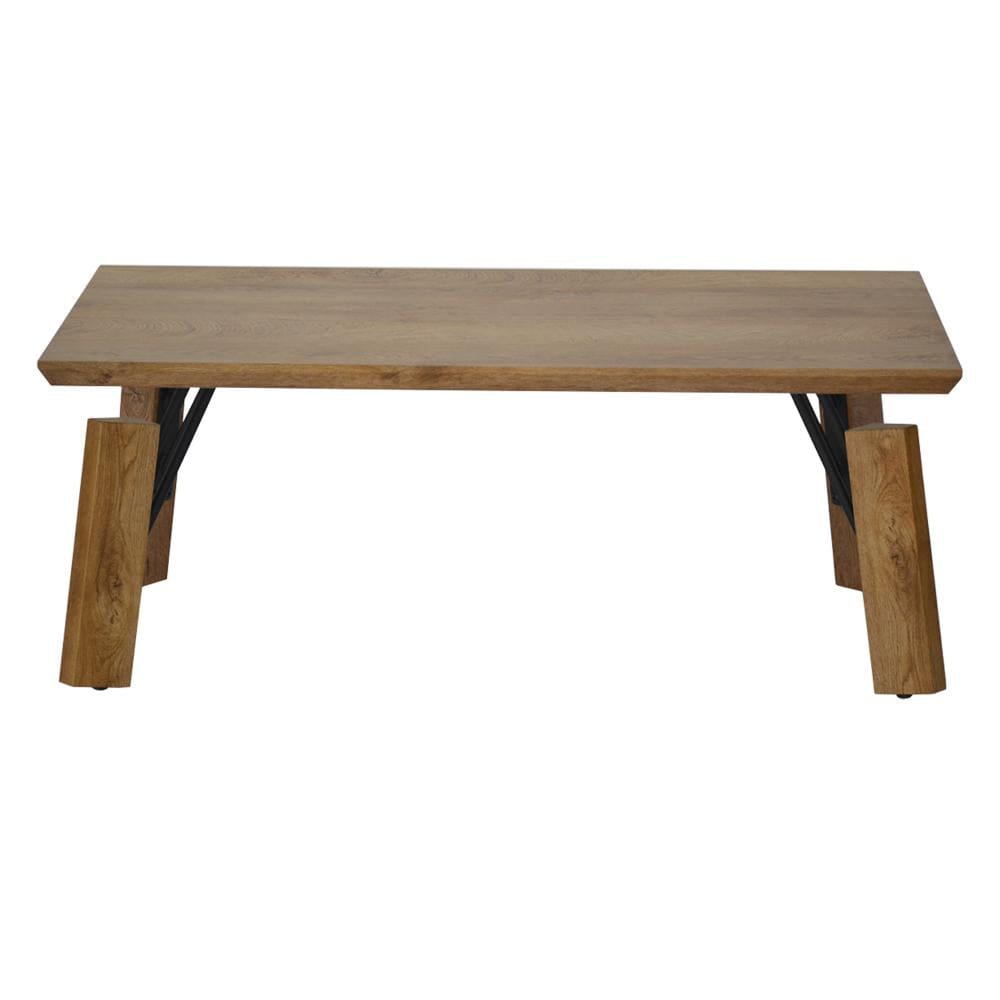 Rectangular Wooden Coffee Table with Block Legs Natural Brown By The Urban Port UPT-266259