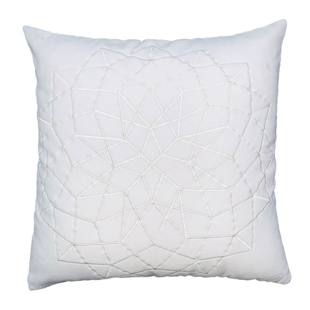 Hugo 20 x 20 Square Accent Throw Pillow, Embroidered Geometric Abstract Pattern, With Filler, White By The Urban Port
