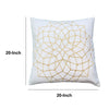 Hugo 20 x 20 Square Accent Throw Pillow Embroidered Geometric Abstract Pattern With Filler White Gold By The Urban Port UPT-266359