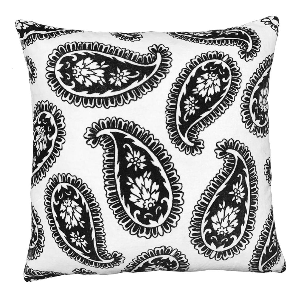 20 x 20 Square Accent Throw Pillow, Paisley Print, With Filler, Black, White By The Urban Port