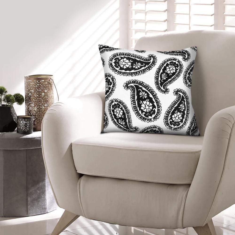 20 x 20 Square Accent Throw Pillow Paisley Print With Filler Black White By The Urban Port UPT-266360