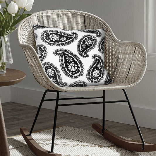 20 x 20 Square Accent Throw Pillows, Paisley Print, Set of 2, Black, White By The Urban Port
