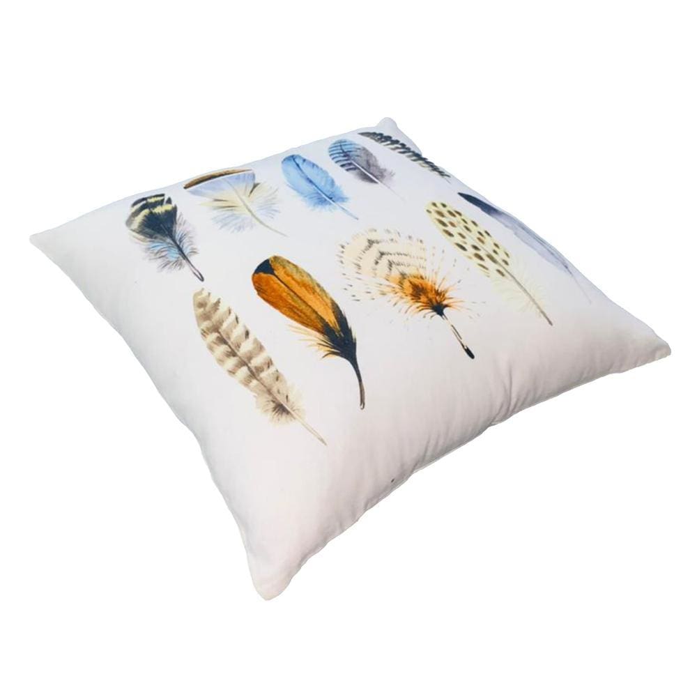 20 x 20 Modern Square Cotton Accent Throw Pillow Printed Feather Patterned Design White Multicolor By The Urban Port UPT-266361