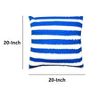 20 x 20 Modern Square Cotton Accent Throw Pillow Screen Printed Stripes Pattern Blue White By The Urban Port UPT-266362