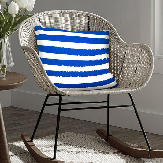 20 x 20 Square Cotton Accent Throw Pillows, Screen Printed Stripes, Set of 2, Blue, White  By The Urban Port