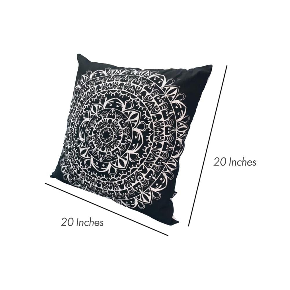 20 x 20 Modern Square Cotton Accent Throw Pillow Mandala Design Pattern Black White By The Urban Port UPT-266364