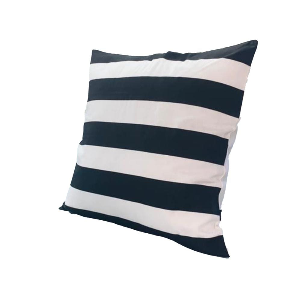 20 x 20 Modern Square Cotton Accent Throw Pillow, Classic Block Stripes, Black, White By The Urban Port