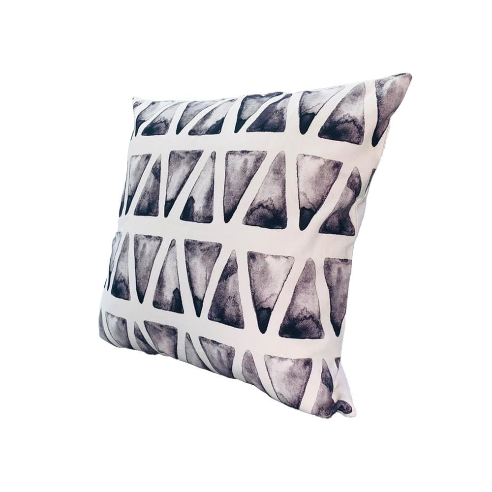 20 x 20 Modern Square Cotton Accent Throw Pillow, Triangular Pattern, Gray, White By The Urban Port