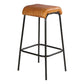 31 Inch Modern Bar Stool Genuine Leather Seat Iron Frame Channel Stitched Tan Brown Black By The Urban Port UPT-266367